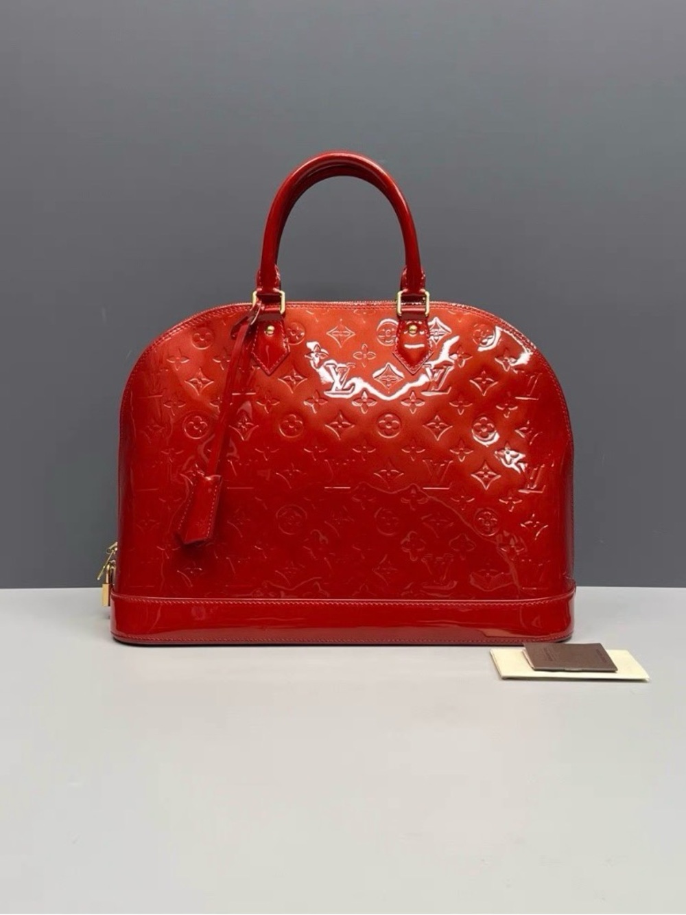 Louis Vuitton Red Vernis Alma Handbag